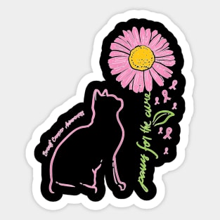 Cat Flower Paw For Cure Breast Cancer Awareness Support Gift Sticker